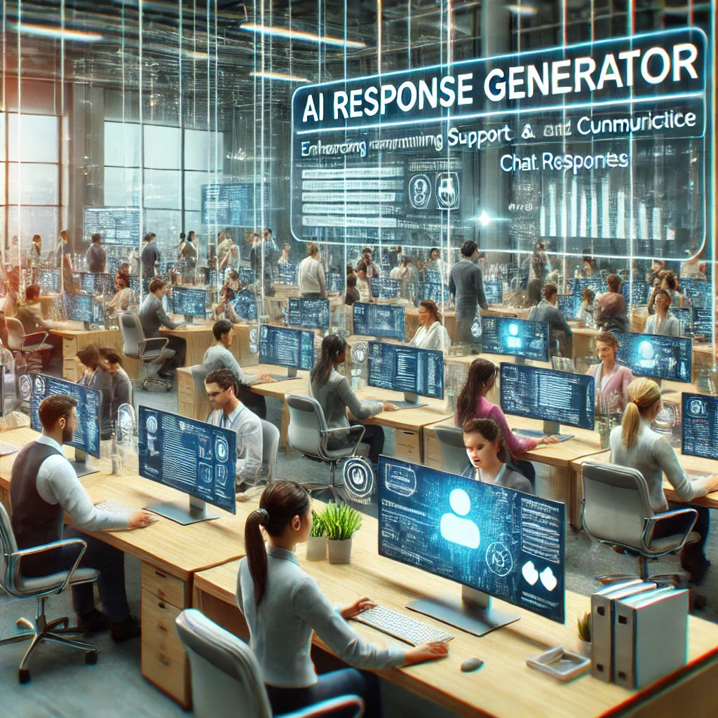 DALL·E 2024-09-16 20.38.44 - A realistic scene illustrating 'AI Response Generator_ Enhancing Customer Support and Communication'. Show a modern customer service center with diver AI Response
